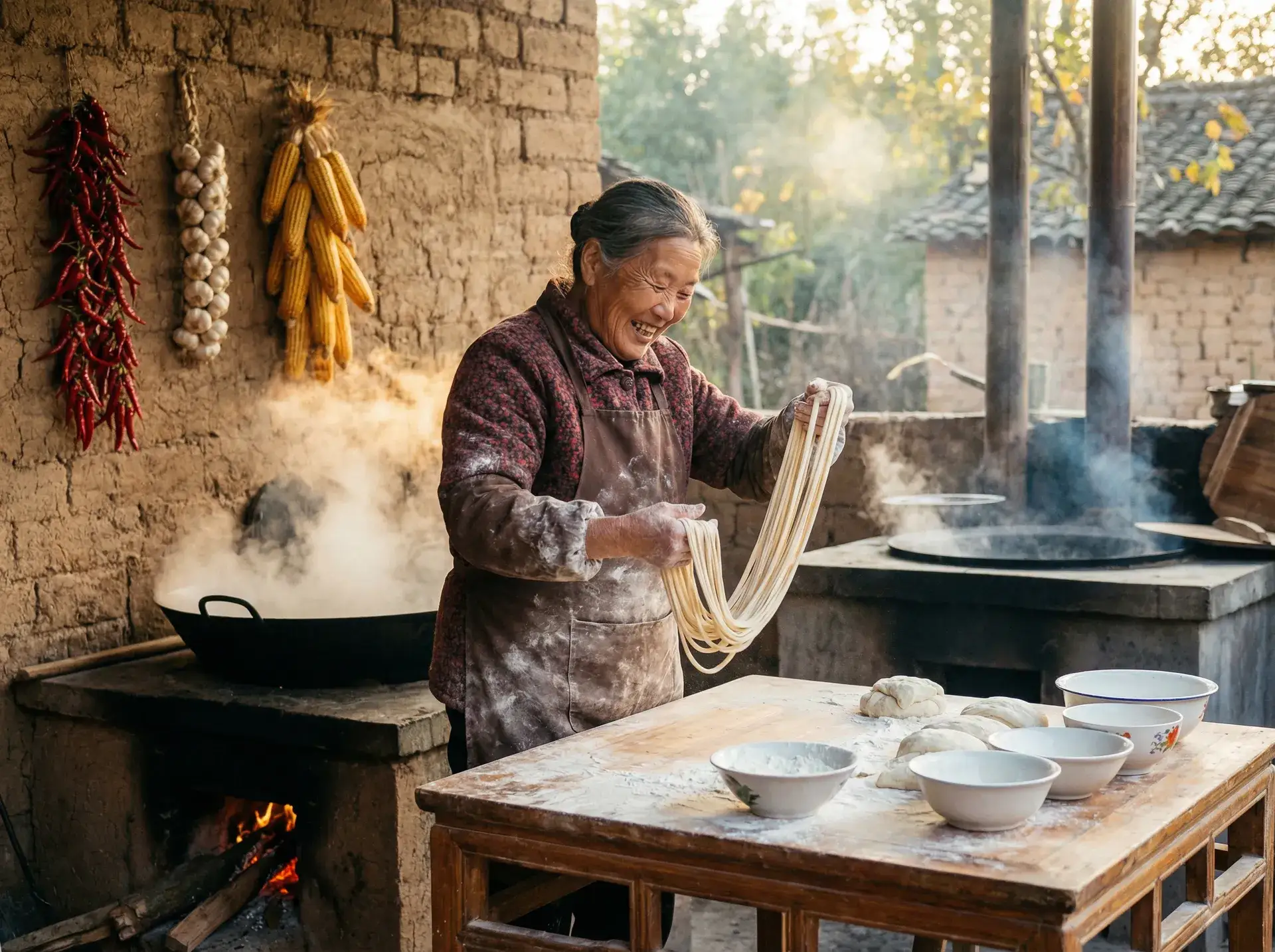 农家大嫂手擀面 - 斗罗大陆176 乡村美食